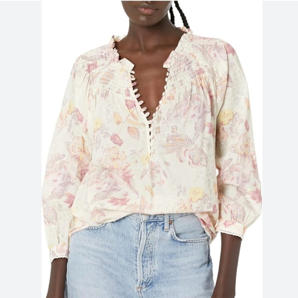 Paige Jaylee 3/4 sleeve Smocked Neck Blouse